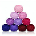 KGS Crochet Thread Cotton Yarn Balls | Size 8 | 10 Balls | 10 Grams Each Ball | Total 100 Grams of Pearl Cotton Thread for Crocheting, Hardanger, Needlepoint Hand Embroidery (Berry Bliss) - color: Berry Bliss
