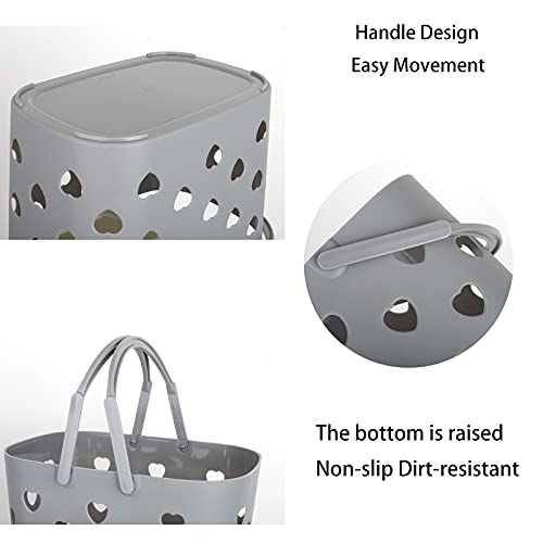 Portable Shower Caddy with Handle Plastic Shower Basket, 2 Pack, Grey - color: Grey, size: 2 Pack