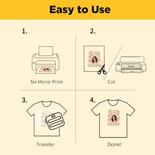 TransOurDream Heat Transfer Paper for Light Shirts(10 Sheets, 8.5x11),Printable HTV Heat Transfer Vinyl for Inkjet Printers - color: Light, size: 10 Sheets