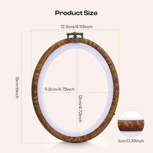 Caydo 6PCS Oval Embroidery Hoops Display Frame (6 x 4.7inch) - size: 6 x 4.9 Inch