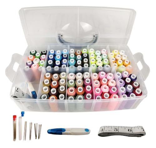 Sewing Thread 100 Colors 40S/2 250 Yards Per Spool 3 Color Sets Options (100 Colors with Storage case)