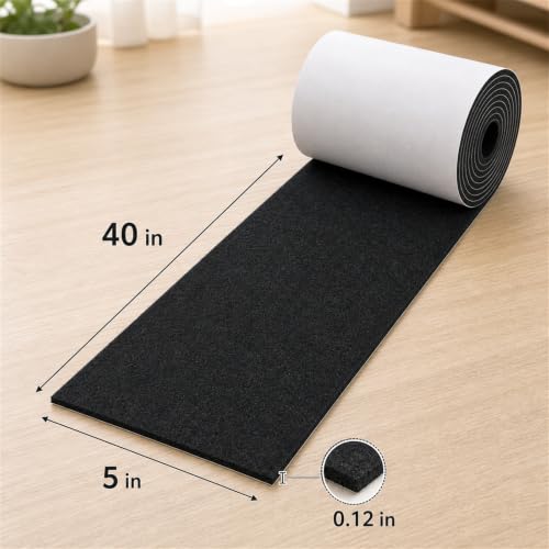 Felt Furniture Pads, Self Adhesive Felt Sheets Roll, Cuttable Felt Pads for Furniture Legs, Heavy Duty Furniture Pads for Hardwood Floors, Chair Wall Protector, Black, 40 x 5 x 0.12 Inch - color: Black, size: 5" x 40"