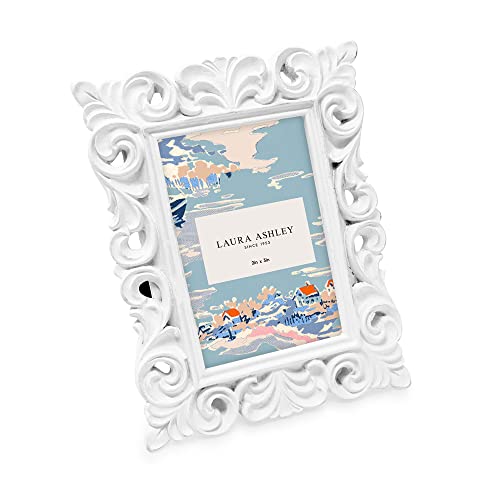 Laura Ashley 2x3 White Vintage Inspired Resin Scroll Design Picture Frame - color: White, size: 2x3