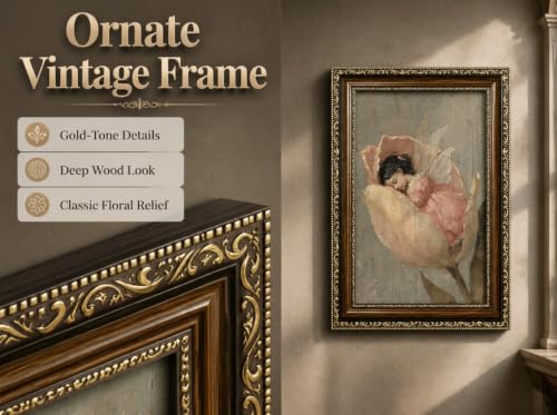 PZBPIUY Vintage Fairy Framed Wall Art, Whimsical Girl Nursery Wall Decor - color: Flower Fairy, size: 11"L x 9"W