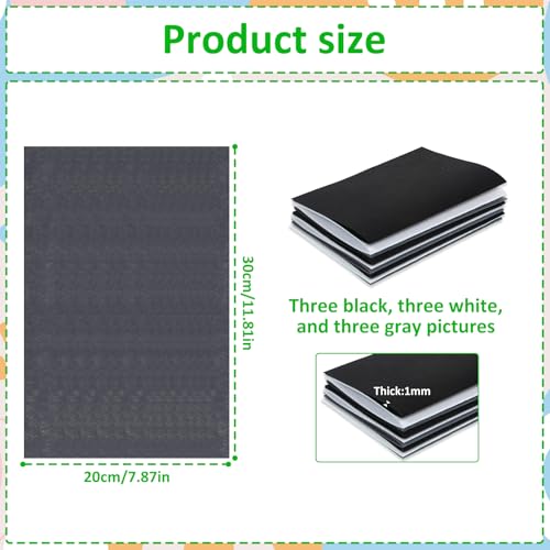 9 Pcs Stiff Felt Sheets,11.8 X 7.87 Inch Felt Sheets for Crafts Thickness 1Mm Felts Paper Fabric Felts Sewing Sheet for Patchwork Embroidering DIY Handmade Crafts, Black+Gray+White