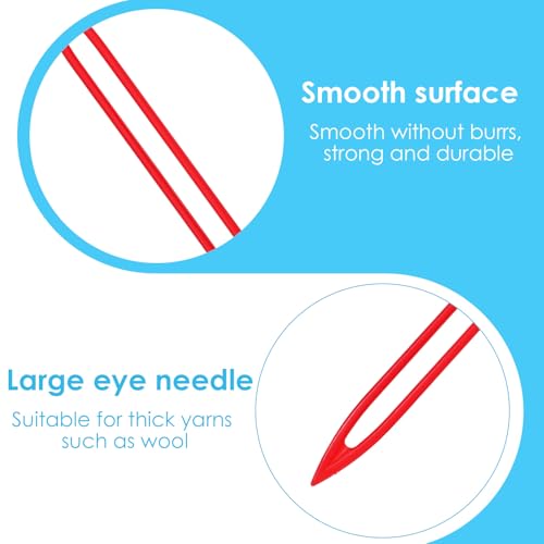 15Pcs Finishing Yarn Needles Large Eye for Sewing Weaving in Ends, 5 Colors Darning Needles for Yarn, Knitting Crochet Darning Tapestry Plastic Needle for Thick Bulky Yarns