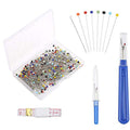 CCINEE 300pcs Sewing Pins,Multicolor Glass Head Sewing Pins with Seam Ripper and Soft Tape Measure for DIY Craft Jewelry