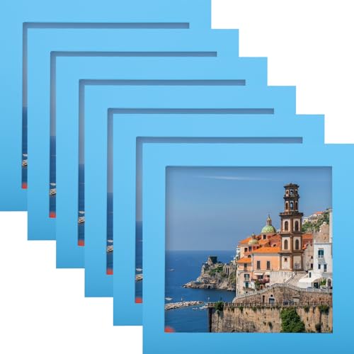 WUTL 5x5 Picture Frames Solid Wood Square Photo Frame Blue 6 Pack - color: Blue, size: 5x5