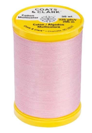 Coats & Clark Cotton All Purpose Sewing Thread 100% Mercerized Cotton 225 Yards Each Spool S970 2 Pack Bundle with 3 Bella's Crafts Needle Threaders (Light Pink) - color: Light Pink