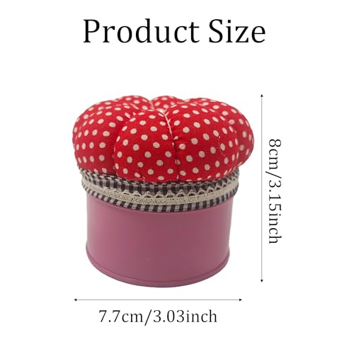 pson Pumpkin Shaped Pin Cushion with Storage Box, Cute Sewing Needle Holder for Quilting, DIY Crafts, Needlework, Sewing(Red with Spotted) - color: Red