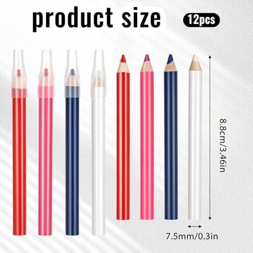 12 PCS Fabric Pencil, Washable Chalk Pencil for Marking Fabric