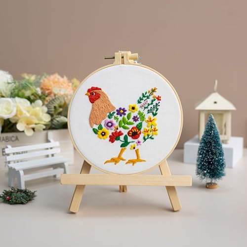 Louise Maelys 3 Packs Farm Animals Embroidery Kit for Beginners Gift - color: Rooster Hen