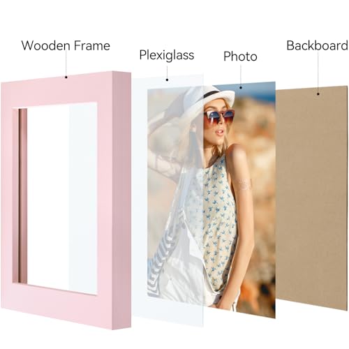 Vittanly 4x4 Picture Frame for Wall or Tabletop, Pale Pink - color: Pale Pink, size: 4x4