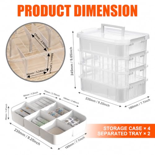 CraftGenes Craft Storage Organizer, 4-Tier Box with 20 Dividers