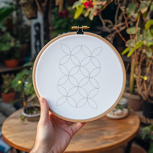 ORIGACH Water Soluble Embroidery Patterns Kit, Geometric & Sashiko