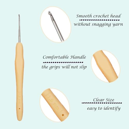 Yarniss 10Size Small Crochet Hooks, Ergonomic Crochet for Thread 0.5~2.75mm - size: 10 Size(0.5~2.75mm)