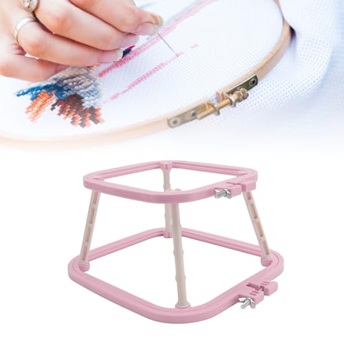 2-Layer Embroidery Frame Stand, Adjustable ABS Double Hoop - style: Light Purple