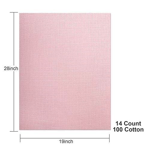 Aida Cloth 14 Count Cross Stitch Fabric,19×28inch (14CT, Pink) - color: Pink, size: 14CT