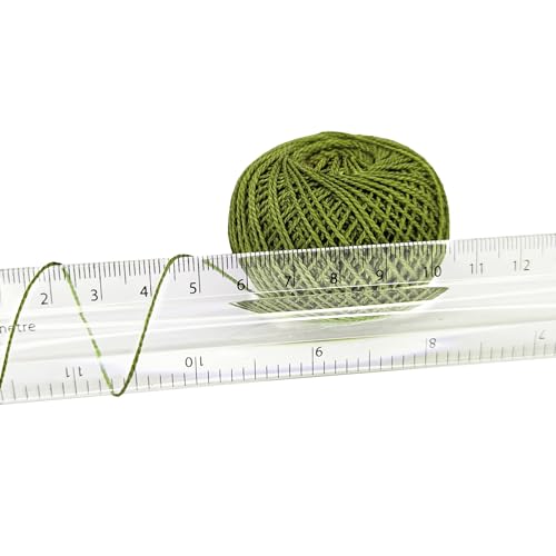 KGS Crochet Thread Cotton Yarn Balls | Size 8 | 10 Balls | 10 Grams Each Ball | Total 100 Grams of Pearl Cotton Thread for Crocheting, Cross Stitch, Needlepoint Hand Embroidery (Olive Green) - color: Olive Green