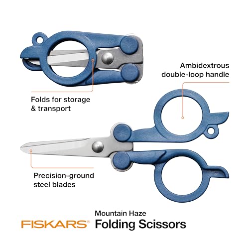 Fiskars Explore Travel Folding Scissors, TSA-Compliant, Mountain Haze