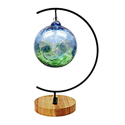 YY YEARCHY 11-inch Ornament Display Stand with Wooden Base Metal Hook Tabletop Holder for Hanging Glass Globe Ball Gifts(1, Black) - color: Black