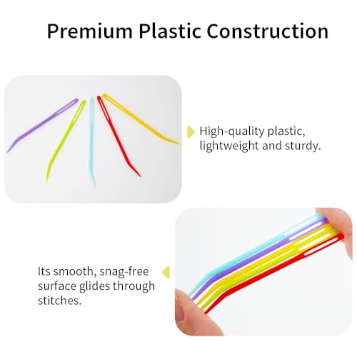 Acoeitl 20 Pcs Large Eye Yarn Needles with Sharp Bent Tip 5 Color Plastic Needles for Crochet Weaving Darning Tapestry Sewing Crafts (2.76 Inch)