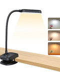COLORLIFE Desk Lamp Clip On Light-7W 2600mAH Flexible Gooseneck Battery Operated Rechargeable Reading Lamp with Clamp & Stepless Brightness for Desk,Piano,Bed Headboard and Computers - color: Black