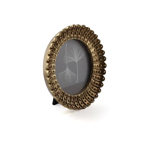 4x4 Antique Gold Round Picture Frame – Vintage Gold Frame with Glass Front – Art Deco Wall Hanging or Tabletop Photo Frame - color: 4x4 inch (Round)