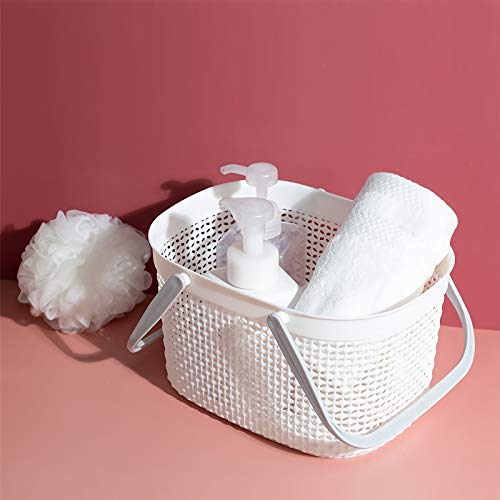 rejomiik Portable Plastic Shower Caddy Basket with Handles, White - color: White, size: 1 pack