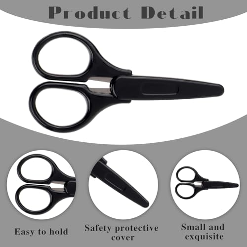 2Pcs All Purpose Craft Scissors Stainless Steel with Protective Cover Mini Detail Craft, Precision Straight Fine Tips Design for Paper Cutting, Scrapbooking - color: Black