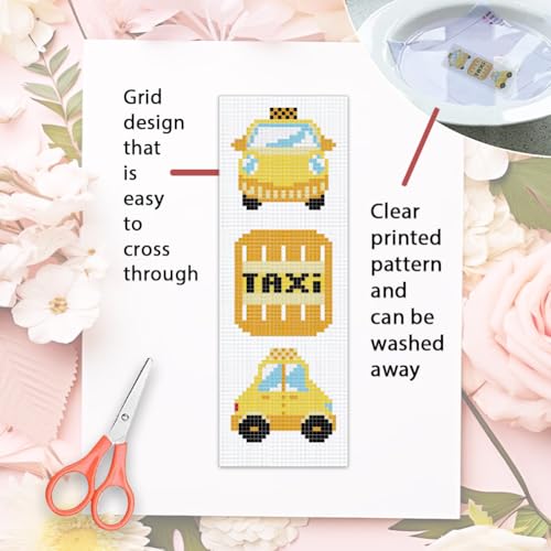 ORIGACH 6 Set Vehicles & Transportation Cross Stitch Bookmark Kit - style: Vehicles & Transportation