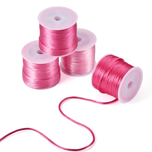 Elecrelive 40 Yards 2mm Nylon Satin Rattail Cords Mix Pink Nylon String - color: Mix Pink
