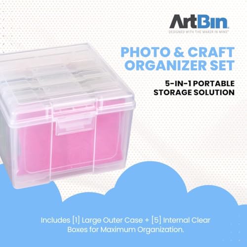 ArtBin 6947ZZ Photo & Craft Organizer Set, Large Box with [5] Plastic Storage Cases Inside, Clear - style: Large Box with 5-Pack inside