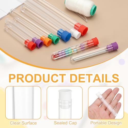 PATIKIL 5.7" Length Plastic Sewing Needle Storage Holder, 8 Pcs Portable Embroidery Needle Matte Pin Toothpick Storage Tubes Case for Craft Knitting, White - color: White
