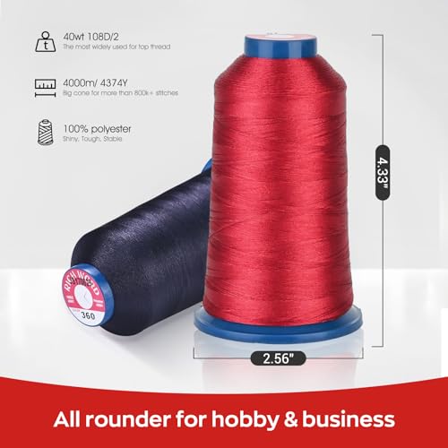 Polyester Embroidery Thread 4000M(4374Y) 40WT Thread for Commercial Multi Needles and Single Needle Embroidery Machine Yellow 0932 - color: Yellow 0932