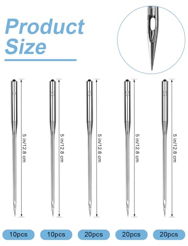80 Pcs Universal Sewing Machine Needles HAX1,Assorted 65/9, 75/11, 90/14, 100/16 110/18 Ideal for Fabrics, Heavy Duty Sewing Machine Needle for Thick Fabric Including Canvas Leather Embroidery Jeans - style: 80 PCS Size 65/9 75/11 90/14 100/16 110/18
