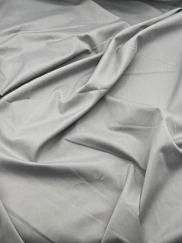EOVEA - Cotton Polyester Fabric by The Yard – 60" Wide Broadcloth Fabric, Soft, Lightweight & Breathable Material for Lining, Curtains, Bedding, Skirts, Sewing Projects (Silver, 1 Yard) - color: Silver, size: 1 Yard