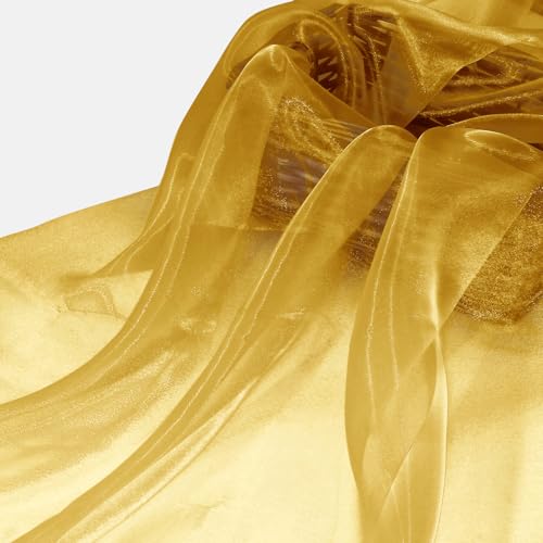 Manyshofu Gold Organza Fabric by The Yard, 60 Wide (2 Yard) - color: Gold, size: 2 Yard