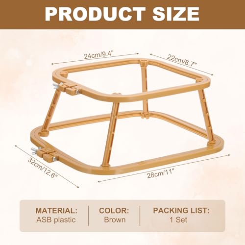 PATIKIL 9.4" x 8.7" Square Embroidery Hoop Stand, Adjustable ABS Plastic Cross Stitch Stand Hands-Free 2-Tier Embroidery Hoop Holder Punch Needle Frame for Sewing Arts Needlework, Khaki - color: Khaki, size: 9.4" x 8.7"