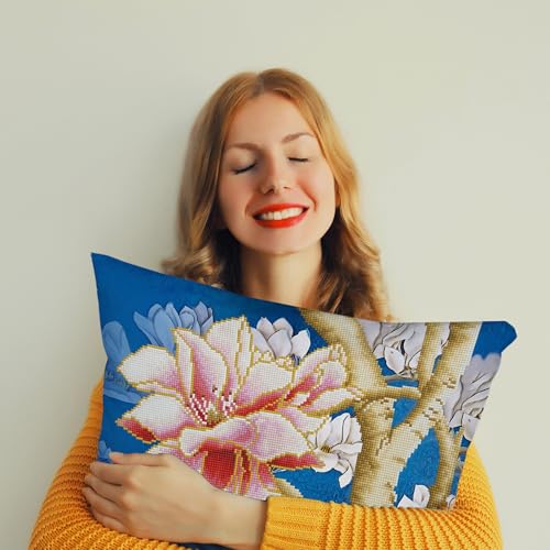 DIAMOND DOTZ Magnolias on Blue 2 Floral Diamond Art Painting for Adults - color: Magnolias on blue 2