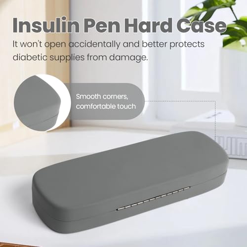 Insulin Pen Travel Case for 1 Pen, 3 Needles & 1 Cartridge – Portable Hard Shell Organizer for Diabetic Supplies – Compact Storage Holder for Daily or Travel Use (Case Only) (Gray) - color: Gray