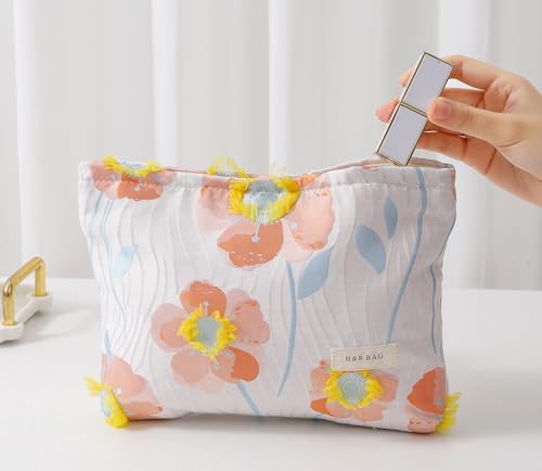 getgto 2 Pcs Makeup Bags, Large Cosmetic Bag Travel Toiletry Bag - color: A colorful flowers