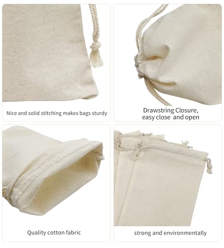 Jexila 24 Pieces Muslin Bags 4x6 inches Small Cotton Drawstring Gift Pouch Sachet Bag for Wedding Party Favor,Jewelry,DIY Crafts