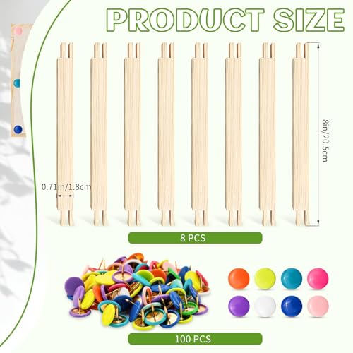 FSWCCK 8 Pcs 8" Stretcher Bars for Needlework with 100 Thumb Tacks, Wooden Canvas Stretcher Bars, Needlepoint Embroidery Stitch Frame Set for Women's Birthday Gifts, Crafts Art