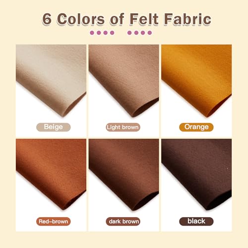 HaoFeiJH Felt Sheets - 6PCS Soft Felt Squares (8x12 A4), 1.5mm Thick, Ideal for Sewing, Patchwork, Decoration, Embroidering, DIY Craft - color: Multi Colorde-10