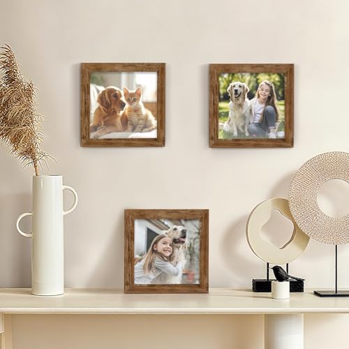 TOFOREVO 5x5 Picture Frames set of 2, Rustic Brown - color: Rustic Wood, size: 5x5