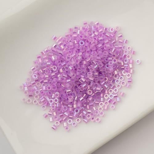 John Bead 25g Cylin Beads Purple Glow in Dark AB 11/0 Glass Cylindrical Seed Beads for Jewelry Bracelets Necklaces Earrings Making Embroidery - color: Purple Glow in Dark AB