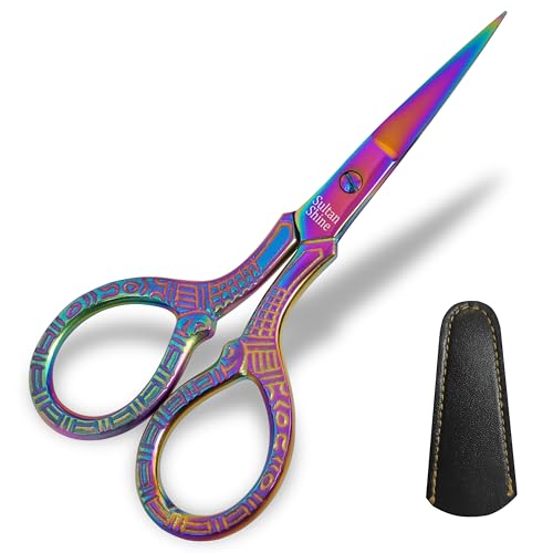 Sharp Embroidery Craft Crochet Yark Scissors with Safety Cover, 4 inch Stainless Steel Stork Shaped Scissors for Needlework Multi-purpose in Multi Color