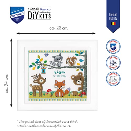 Vervaco Counted Cross Stitch Kit Forest Animals 11.2" x 9.6"