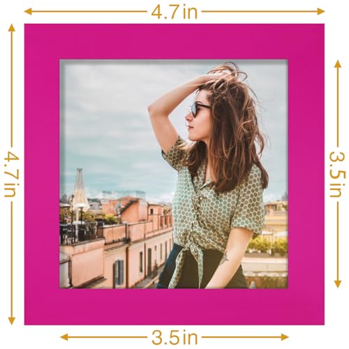 Vittanly 4x4 Picture Frame for Wall or Tabletop, Rose Red - color: Rose Red, size: 4x4